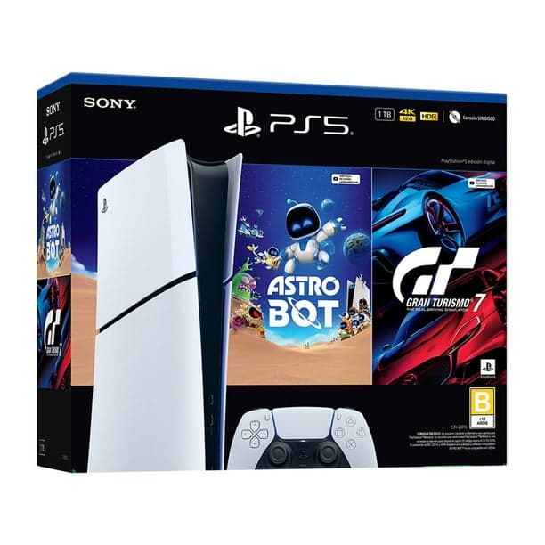 Consola PlayStation 5 Digital 1 TB más Astro Bot y Gran Turismo 7